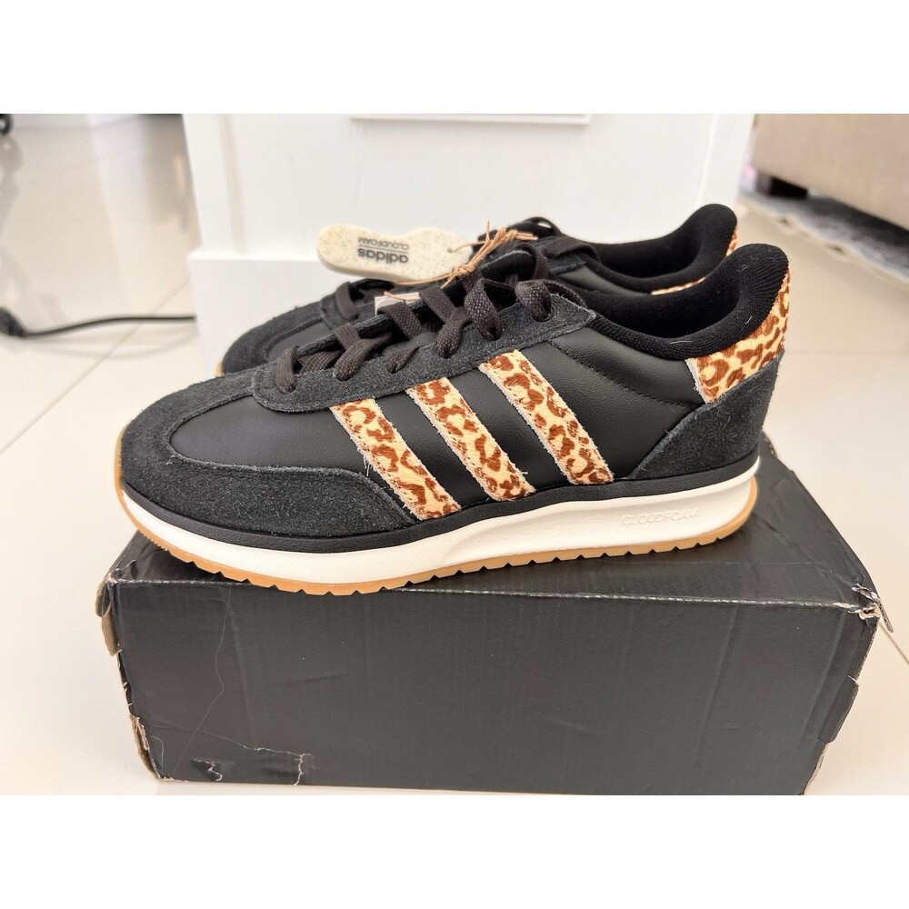 ADIDAS RUN 70s 2.0 K15790 Leopard Cheetah Black Magic Beige Real Fur  7 W 5.5Y - Picture 9 of 14